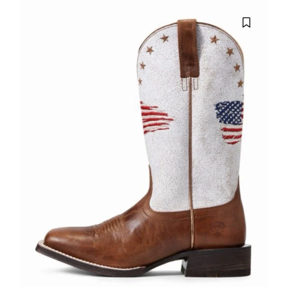Ariat Women Patriot Crackled American Flag Western Cowboy Boots size 7B EU 37.5 - Picture 12 of 12